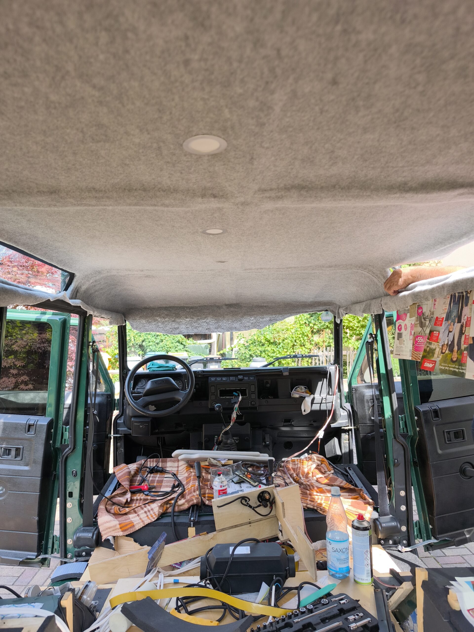 Finished Headliner with installed Spotlights