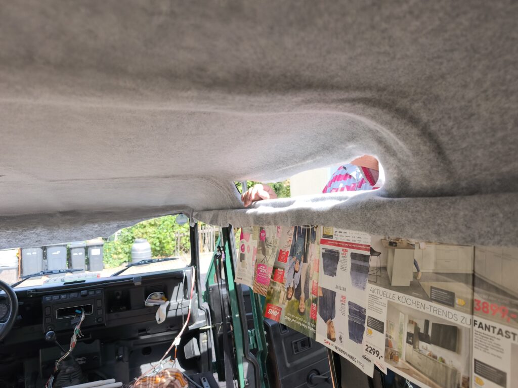 Bonding the headliner with the window uninstalled