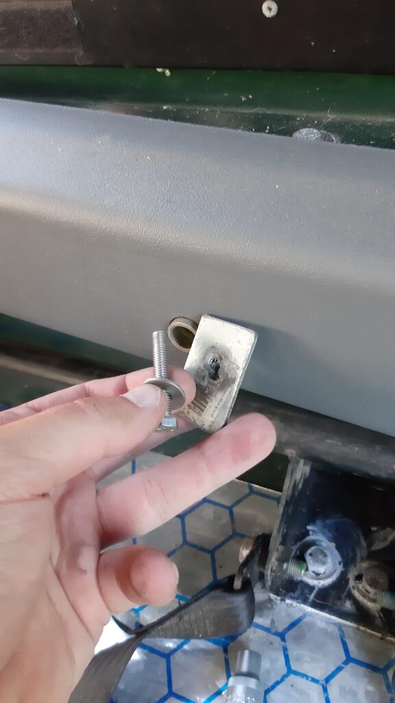 existing hole in the car trim for the substructure