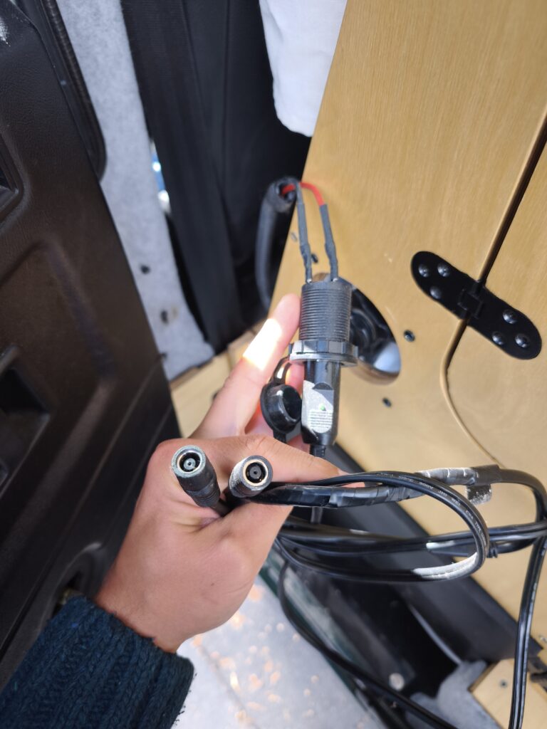 connection sockets for the two solar panels
