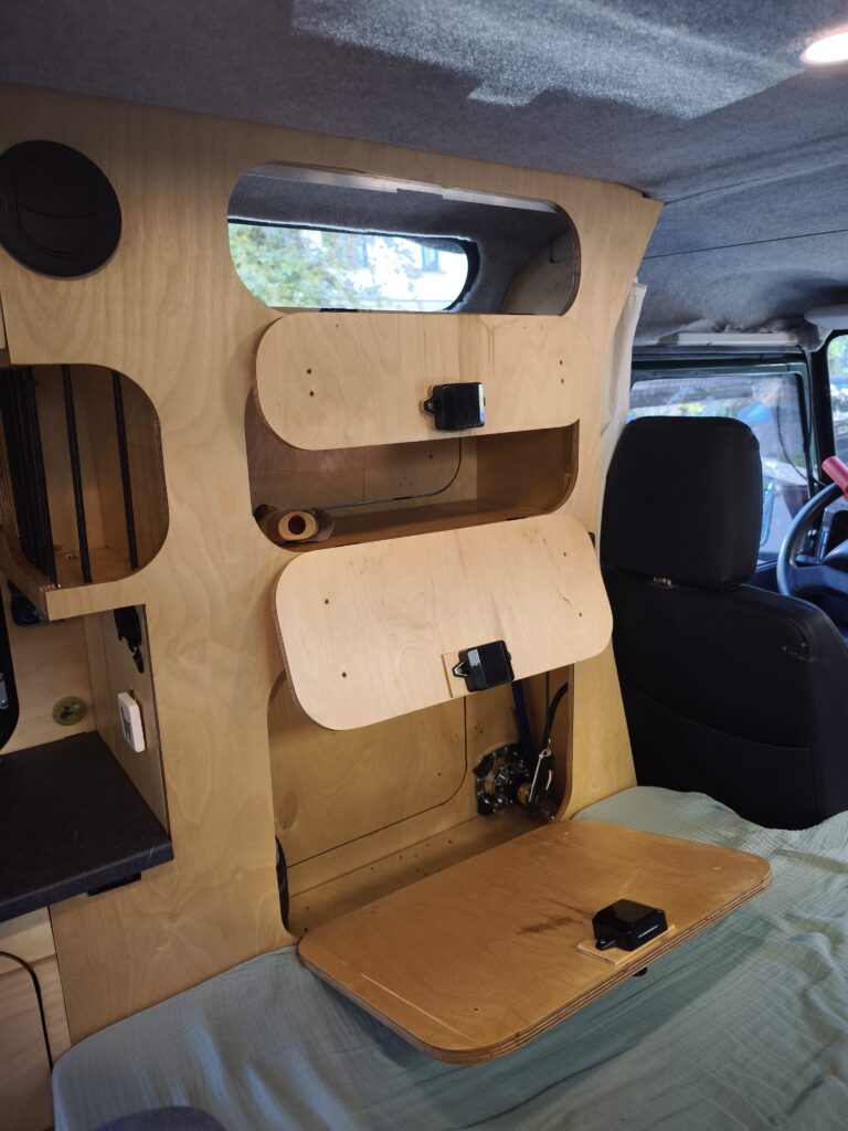 cabinet with three compartments open