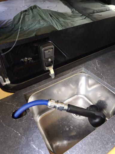 extended hand shower for outdoor showering